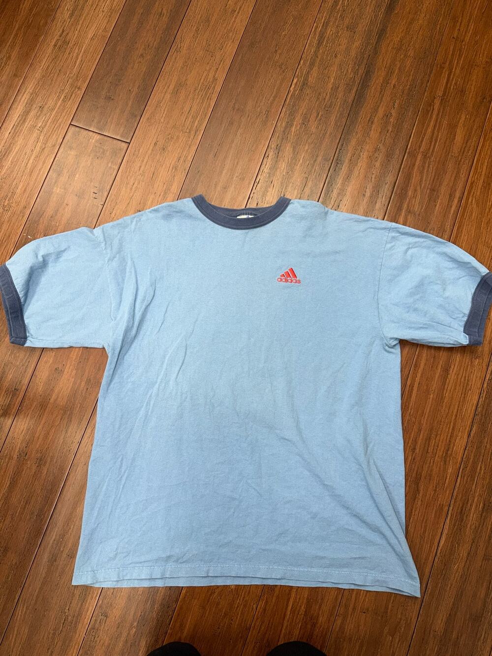 Blue Vintage Adidas Tee Logo Shirt XL Mens